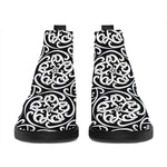 Black And White Celtic Pattern Print Flat Ankle Boots