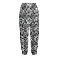 Black And White Celtic Pattern Print Fleece Lined Knit Pants