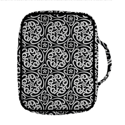 Black And White Celtic Pattern Print Front Pocket Bible Bag