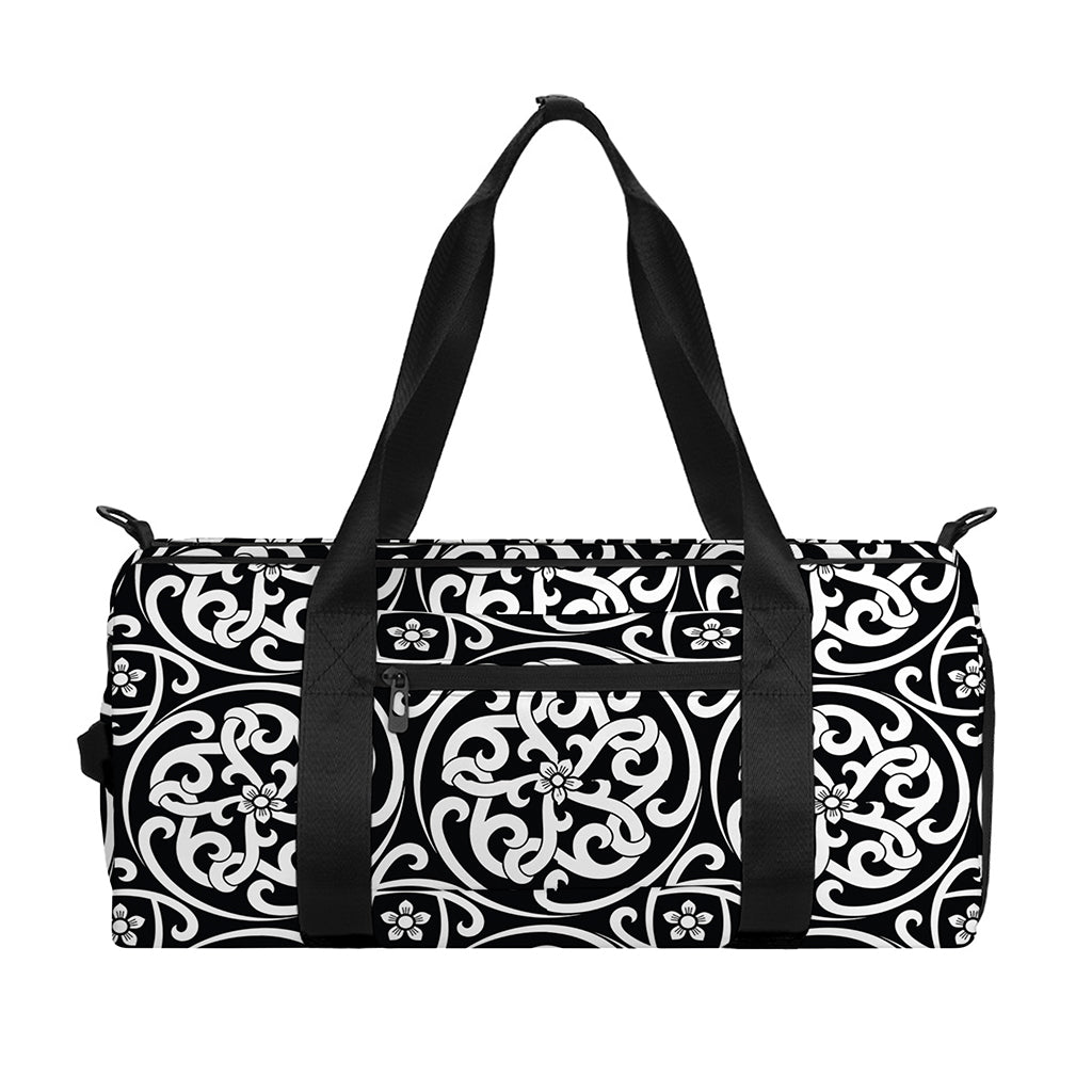 Black And White Celtic Pattern Print Gym Bag