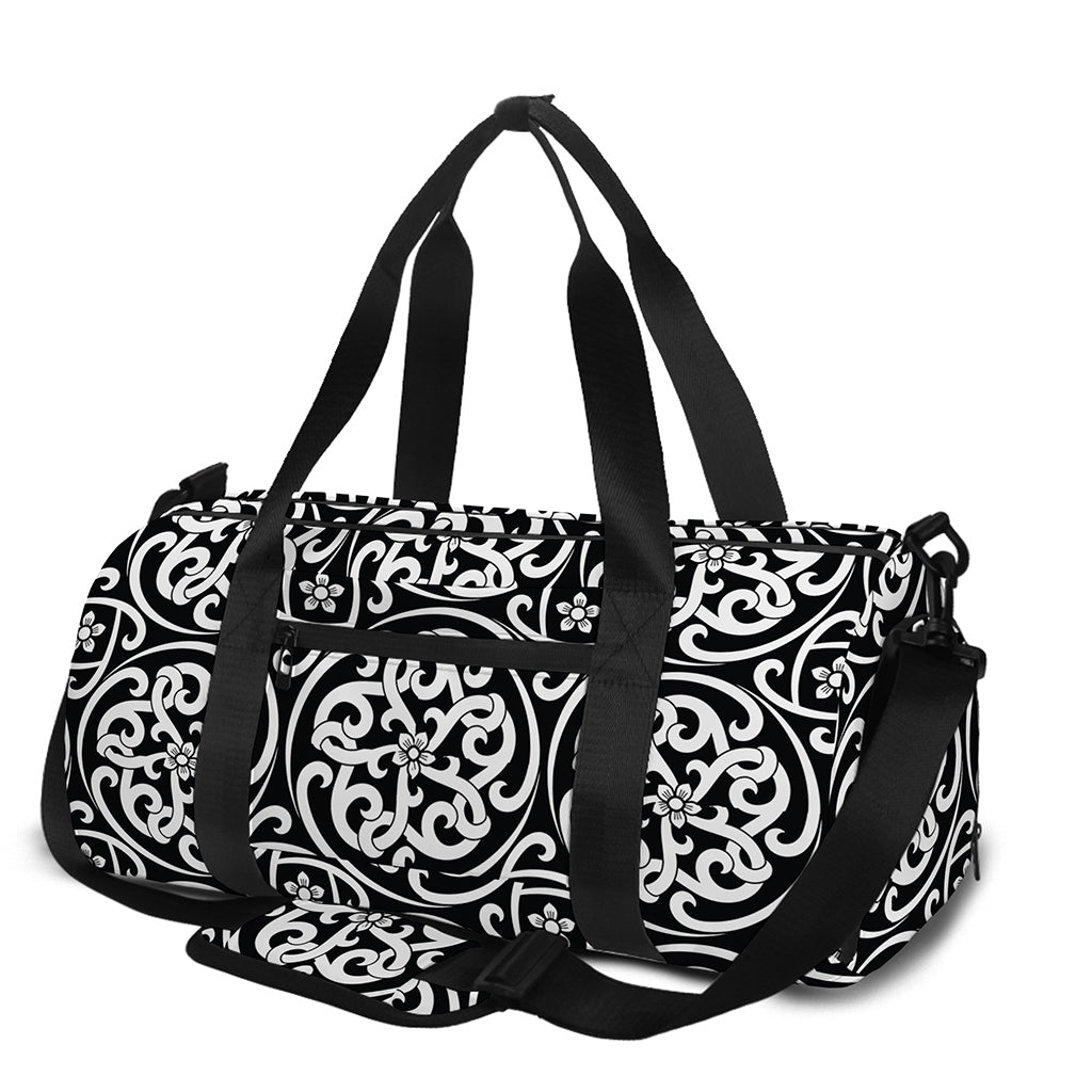 Black And White Celtic Pattern Print Gym Bag