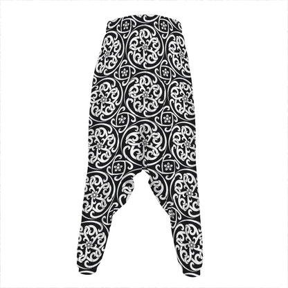 Black And White Celtic Pattern Print Hammer Pants