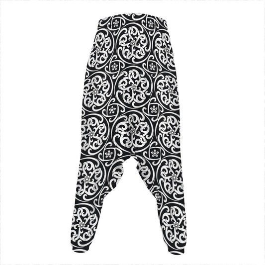 Black And White Celtic Pattern Print Hammer Pants