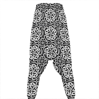 Black And White Celtic Pattern Print Hammer Pants
