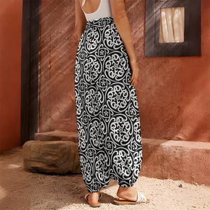 Black And White Celtic Pattern Print Harem Pants