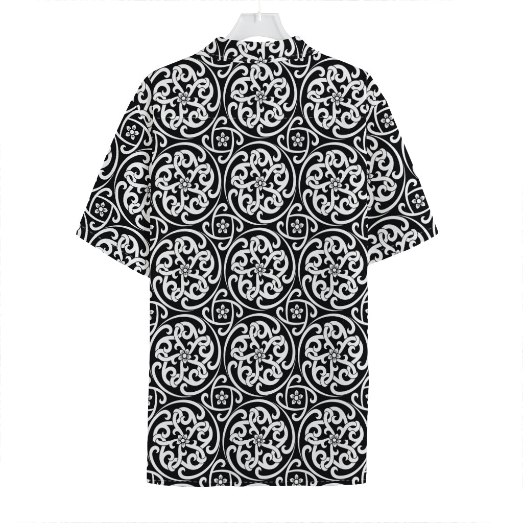 Black And White Celtic Pattern Print Hawaiian Shirt