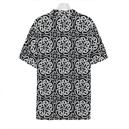 Black And White Celtic Pattern Print Hawaiian Shirt