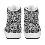 Black And White Celtic Pattern Print High Top Leather Sneakers