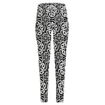 Black And White Celtic Pattern Print High-Waisted Pocket Leggings