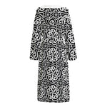 Black And White Celtic Pattern Print Hooded Bathrobe