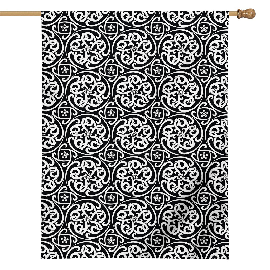Black And White Celtic Pattern Print House Flag