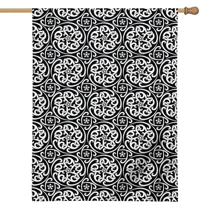 Black And White Celtic Pattern Print House Flag