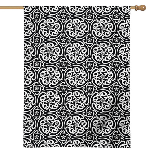 Black And White Celtic Pattern Print House Flag
