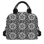 Black And White Celtic Pattern Print Insulated Lunch Bag