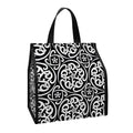 Black And White Celtic Pattern Print Insulated Lunch Tote