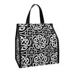 Black And White Celtic Pattern Print Insulated Lunch Tote