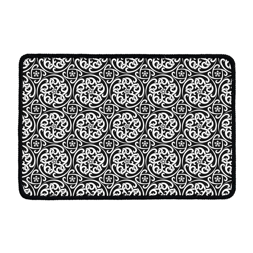 Black And White Celtic Pattern Print Kitchen Mat