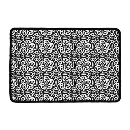 Black And White Celtic Pattern Print Kitchen Mat