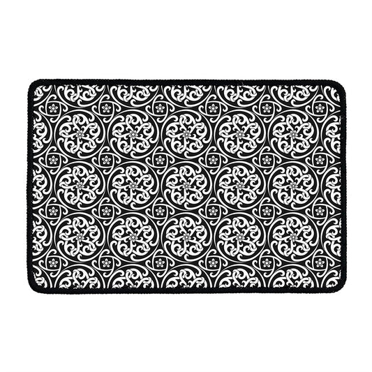 Black And White Celtic Pattern Print Kitchen Mat