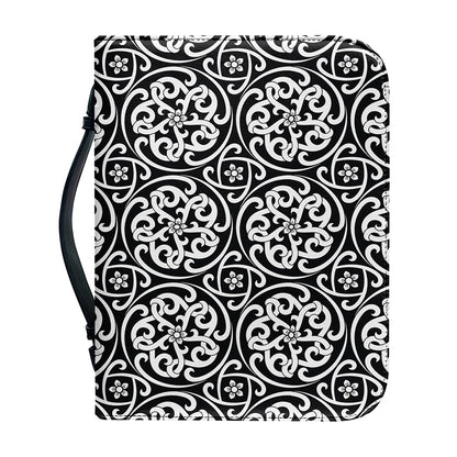 Black And White Celtic Pattern Print Leather Bible Cover