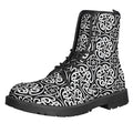 Black And White Celtic Pattern Print Lace-Up Boots