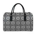 Black And White Celtic Pattern Print Leather Duffel Bag