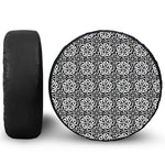Black And White Celtic Pattern Print Leather Spare Tire Cover