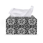 Black And White Celtic Pattern Print Leather Tissue Box Cover