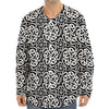 Black And White Celtic Pattern Print Long Sleeve Baseball Jersey