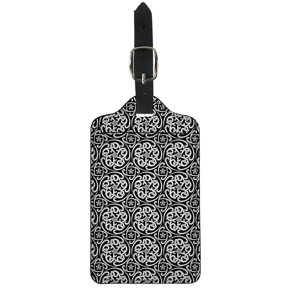 Black And White Celtic Pattern Print Luggage Tag