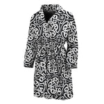 Black And White Celtic Pattern Print Men's Bathrobe