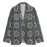 Black And White Celtic Pattern Print Men's Blazer