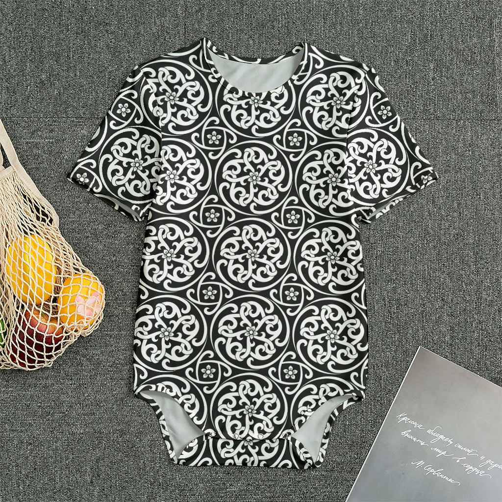 Black And White Celtic Pattern Print Men's Bodysuit