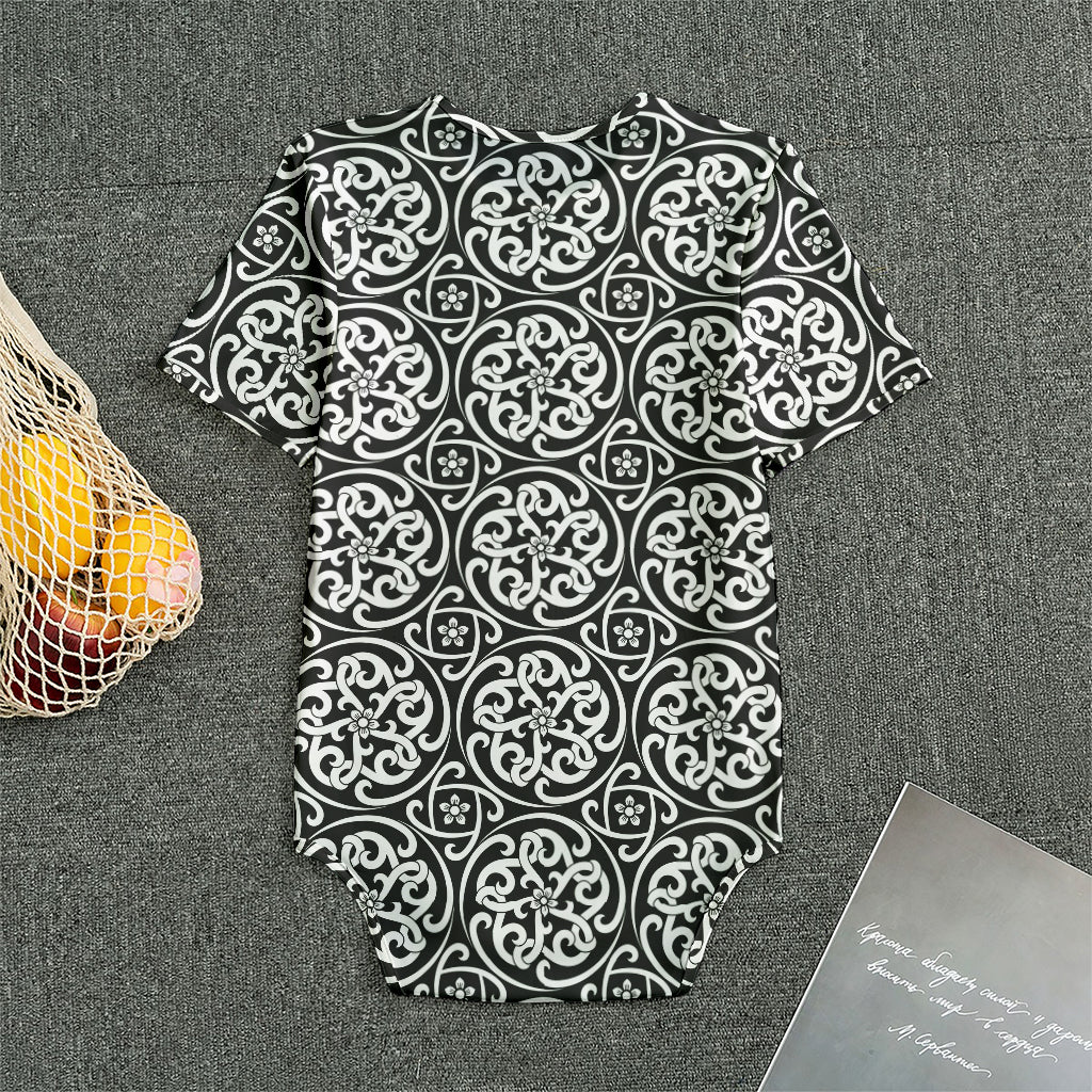 Black And White Celtic Pattern Print Men's Bodysuit