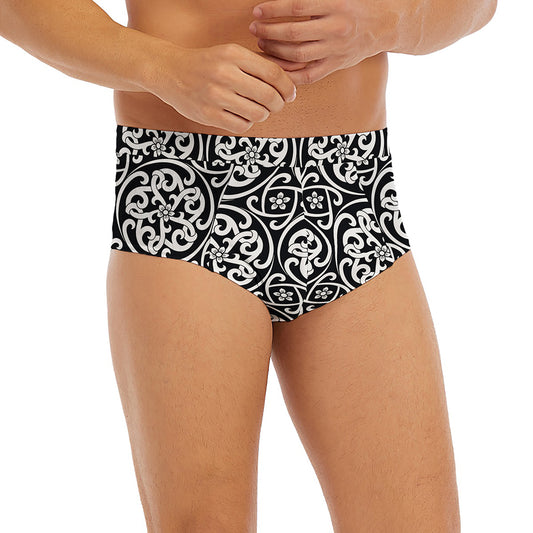 Black And White Celtic Pattern Print Men's Briefs