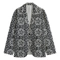 Black And White Celtic Pattern Print Men's Cotton Blazer