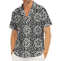 Black And White Celtic Pattern Print Men's Deep V-Neck Shirt