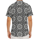 Black And White Celtic Pattern Print Men's Deep V-Neck Shirt