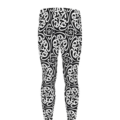 Black And White Celtic Pattern Print Men's leggings