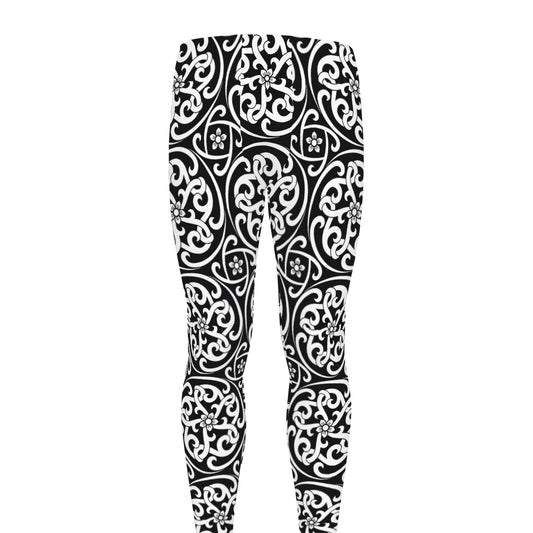 Black And White Celtic Pattern Print Men's leggings