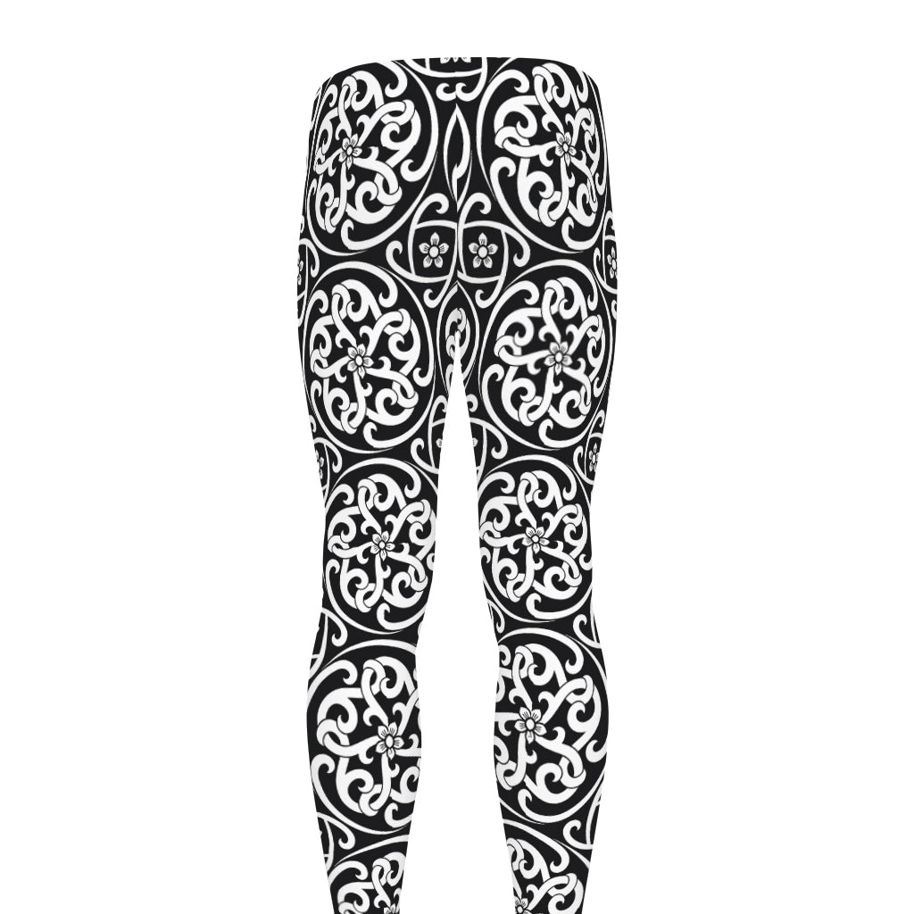 Black And White Celtic Pattern Print Men's leggings