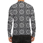 Black And White Celtic Pattern Print Men's Long Sleeve Rash Guard