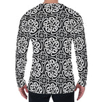 Black And White Celtic Pattern Print Men's Long Sleeve T-Shirt