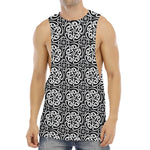 Black And White Celtic Pattern Print Men's Muscle Tank Top