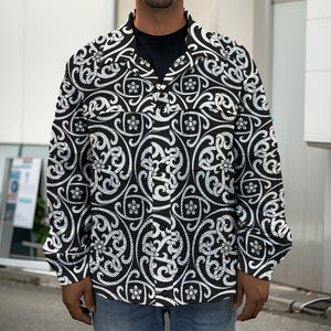 Black And White Celtic Pattern Print Men's Shirt Jacket