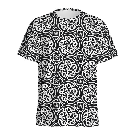 Black And White Celtic Pattern Print Men's Sports T-Shirt
