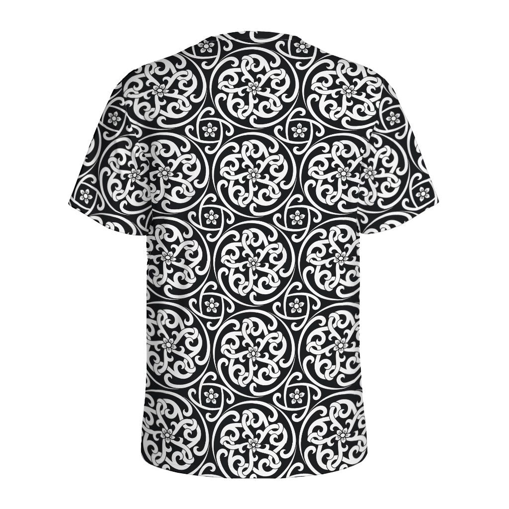 Black And White Celtic Pattern Print Men's Sports T-Shirt