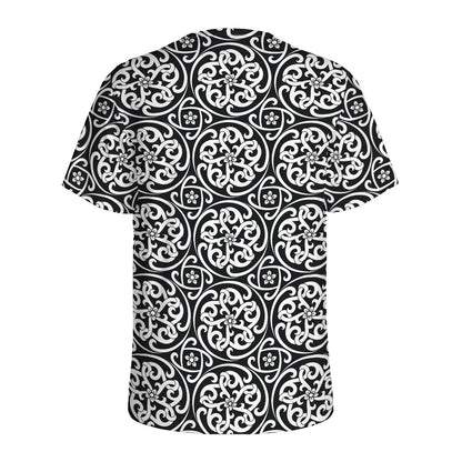 Black And White Celtic Pattern Print Men's Sports T-Shirt