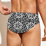 Black And White Celtic Pattern Print Men's Swim Briefs