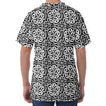 Black And White Celtic Pattern Print Men's Velvet T-Shirt